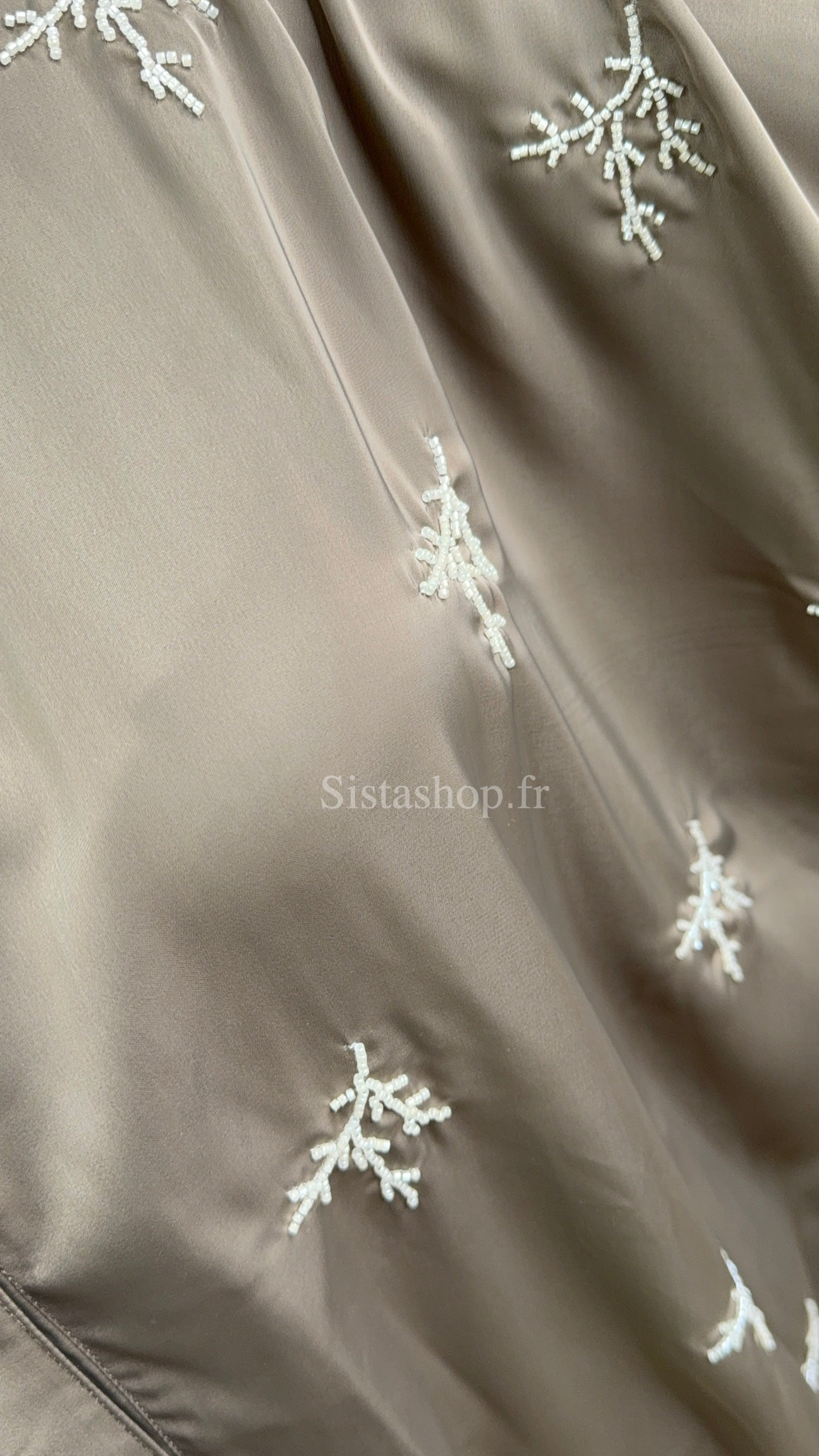 Abaya à perle Sabrina Taupe