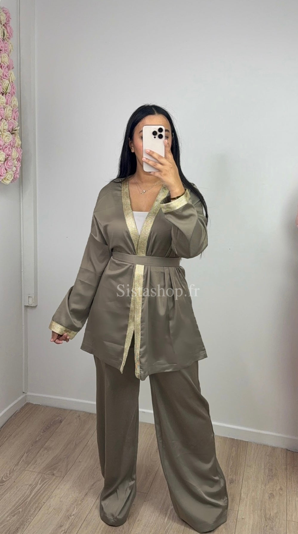 Ensemble Kimono-Pantalon Taupe Aliyah