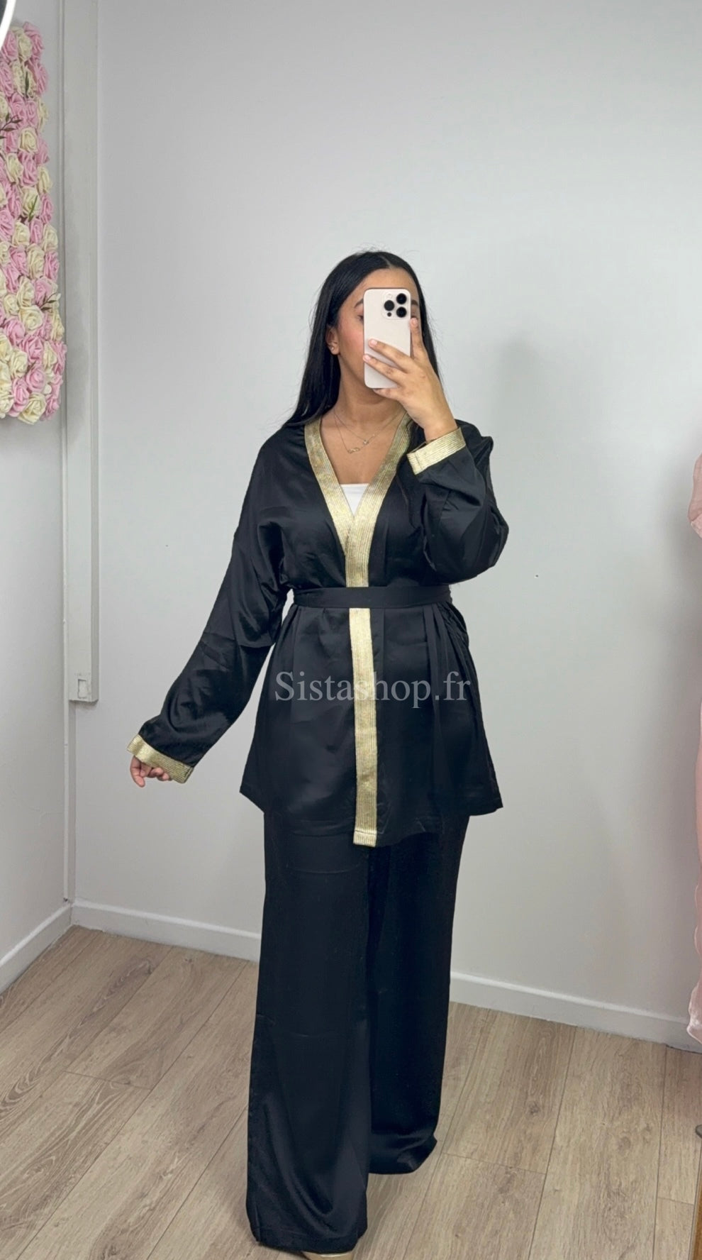Ensemble Kimono-Pantalon Noir Aliyah