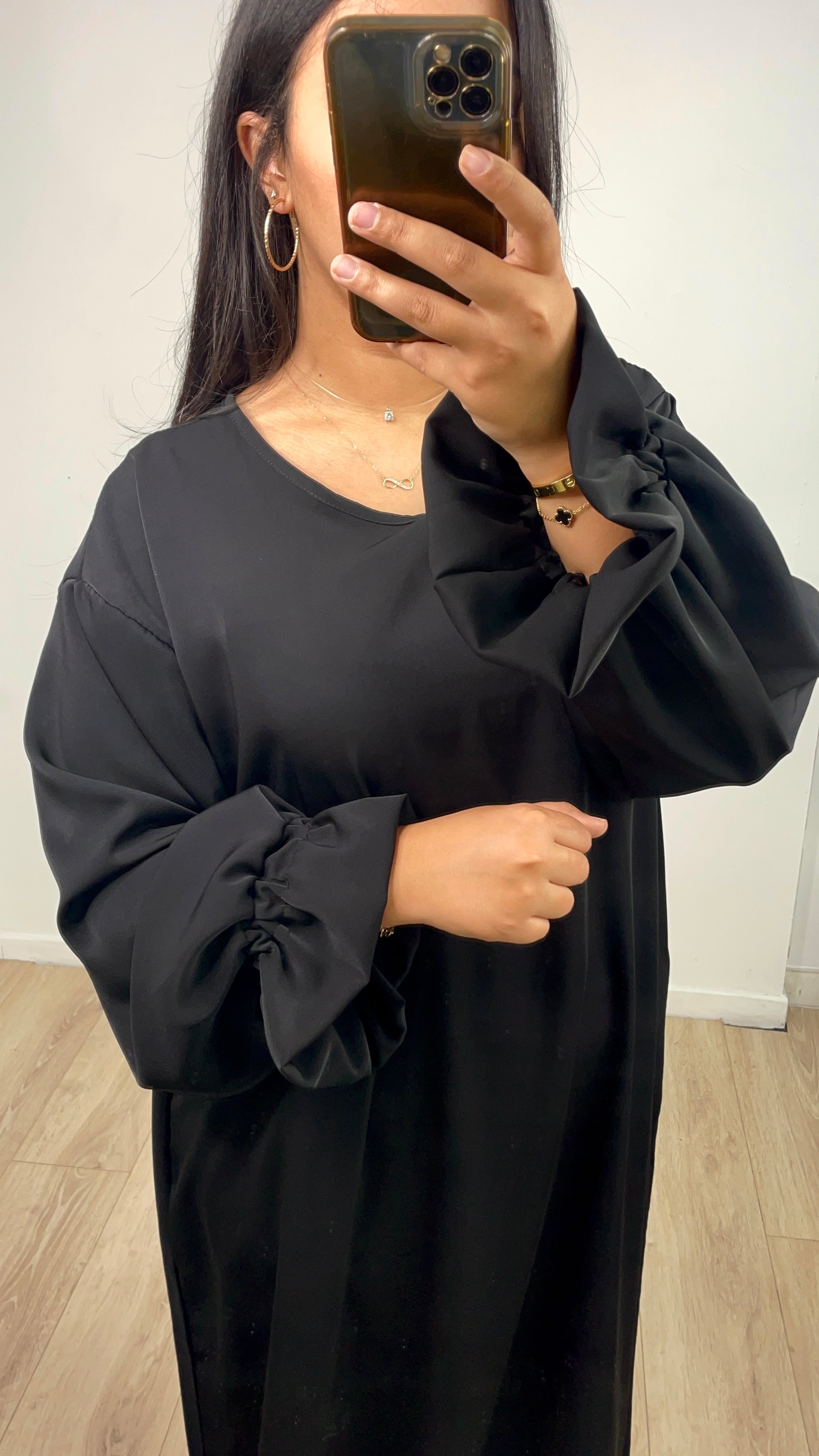 Abaya manche tulipe Kamila Noire
