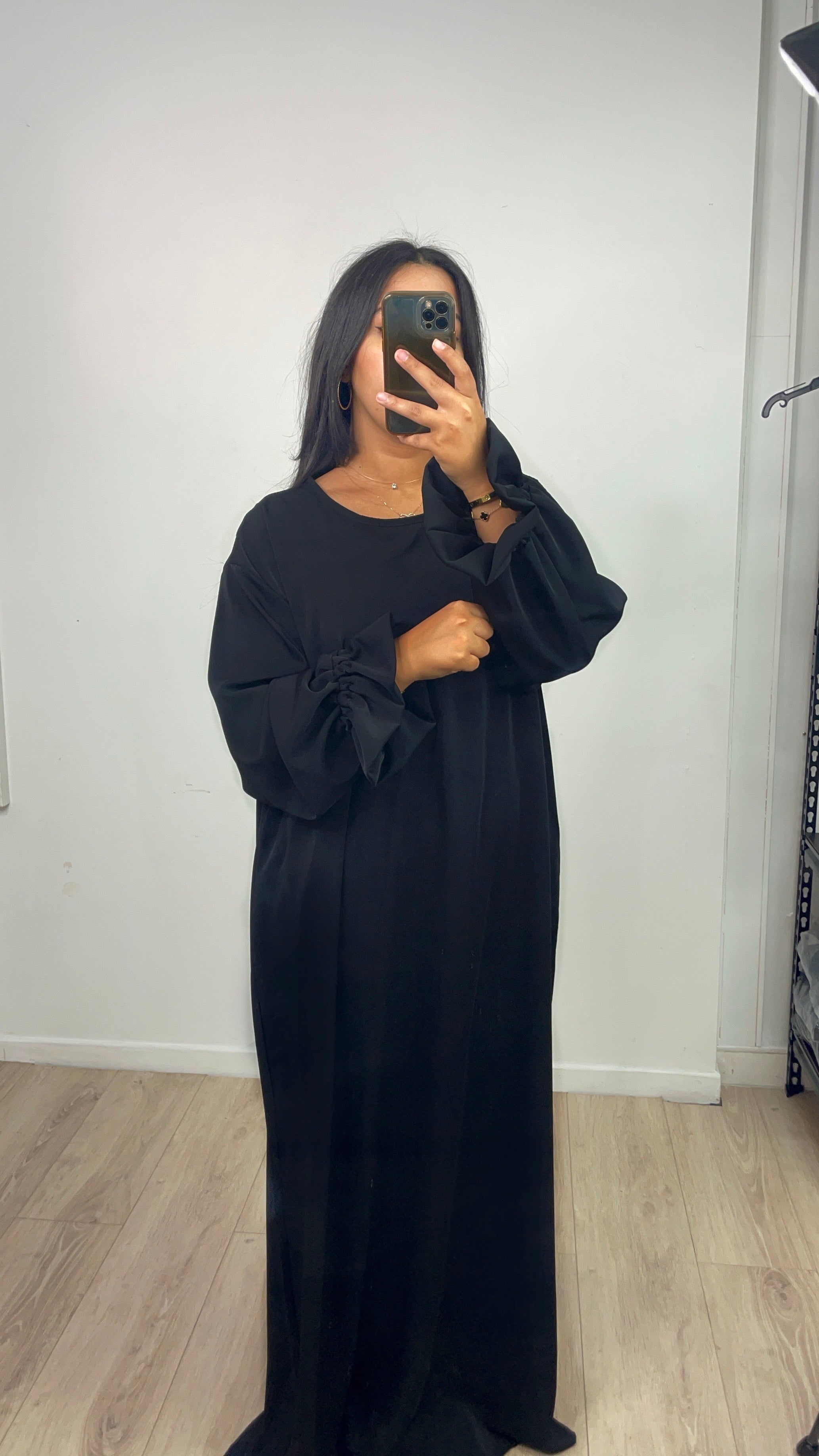Abaya manche tulipe Kamila Noire