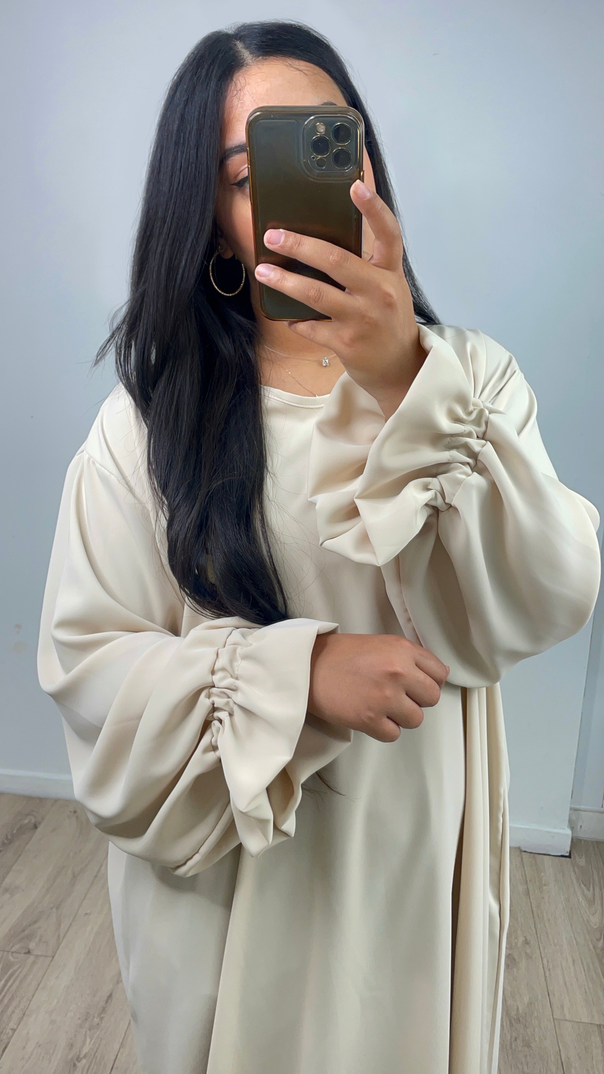 Abaya manche tulipe Kamila Crème
