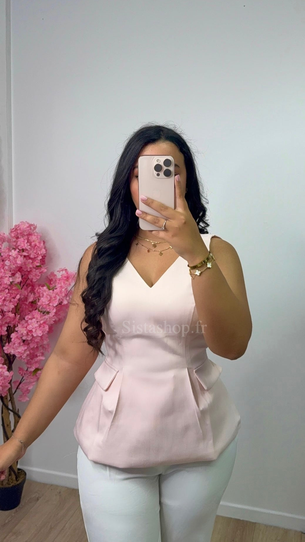 Haut péplum Sania rose