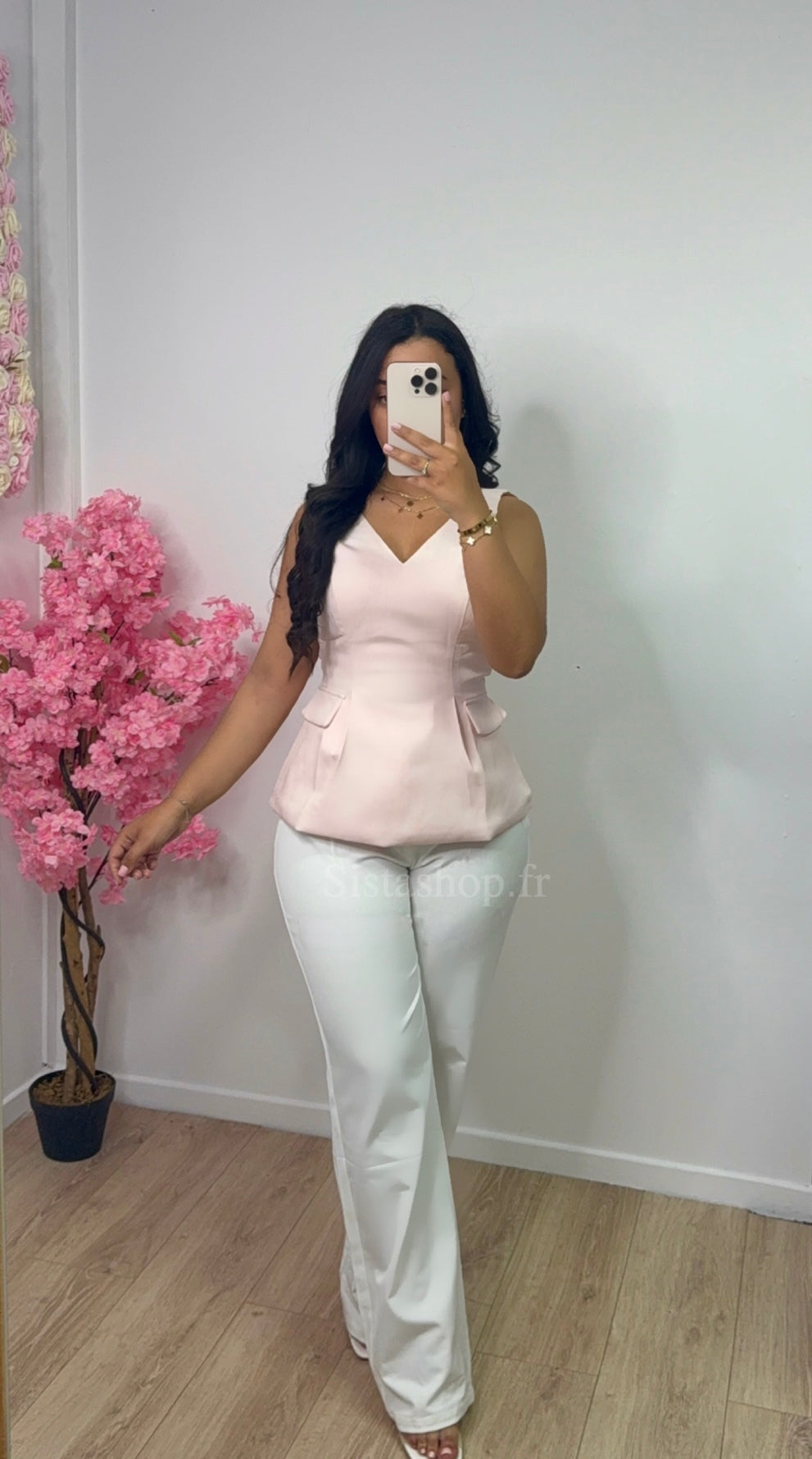 Haut péplum Sania rose