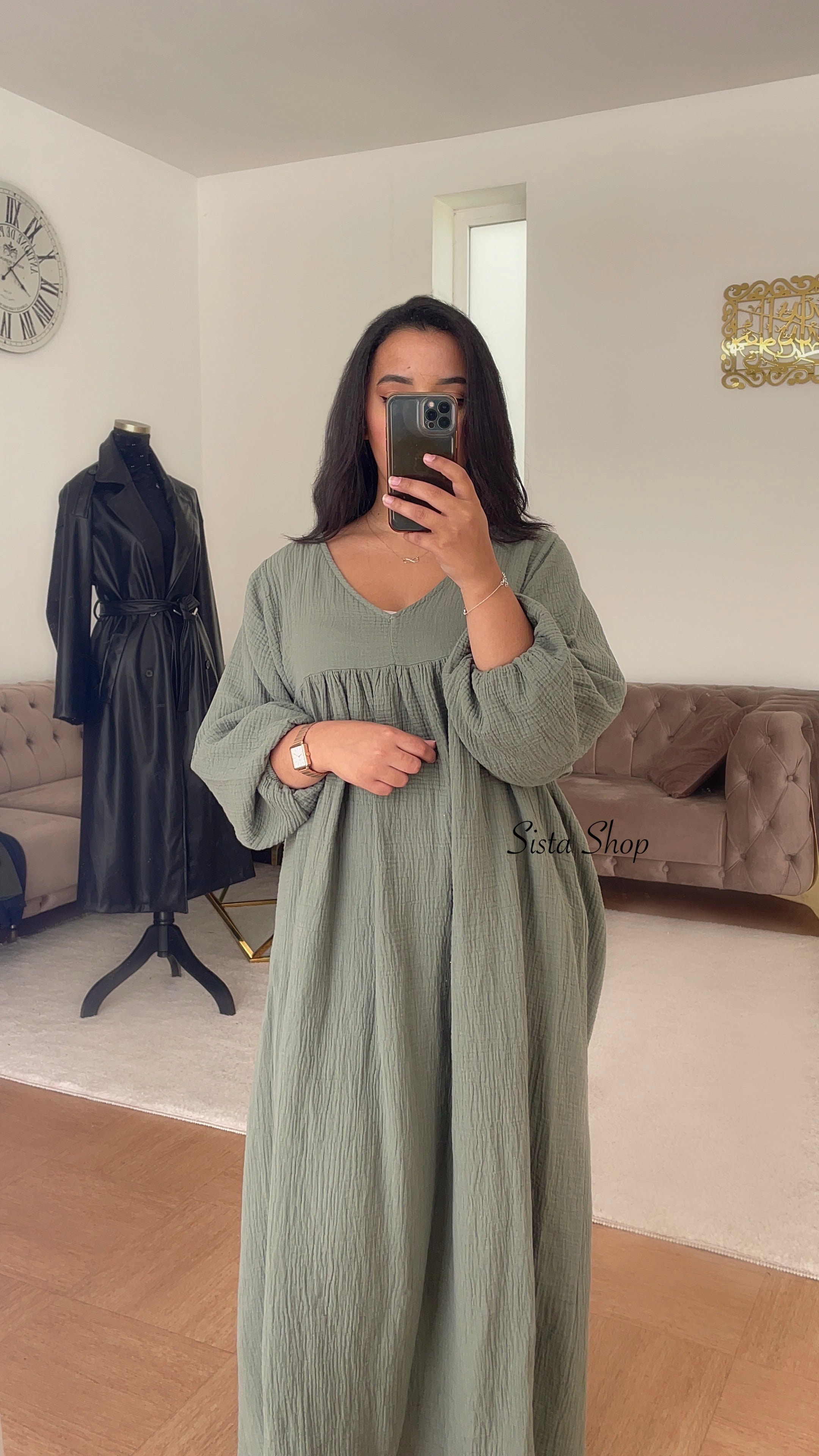 Robe Gaze de Coton Maïssa Kaki
