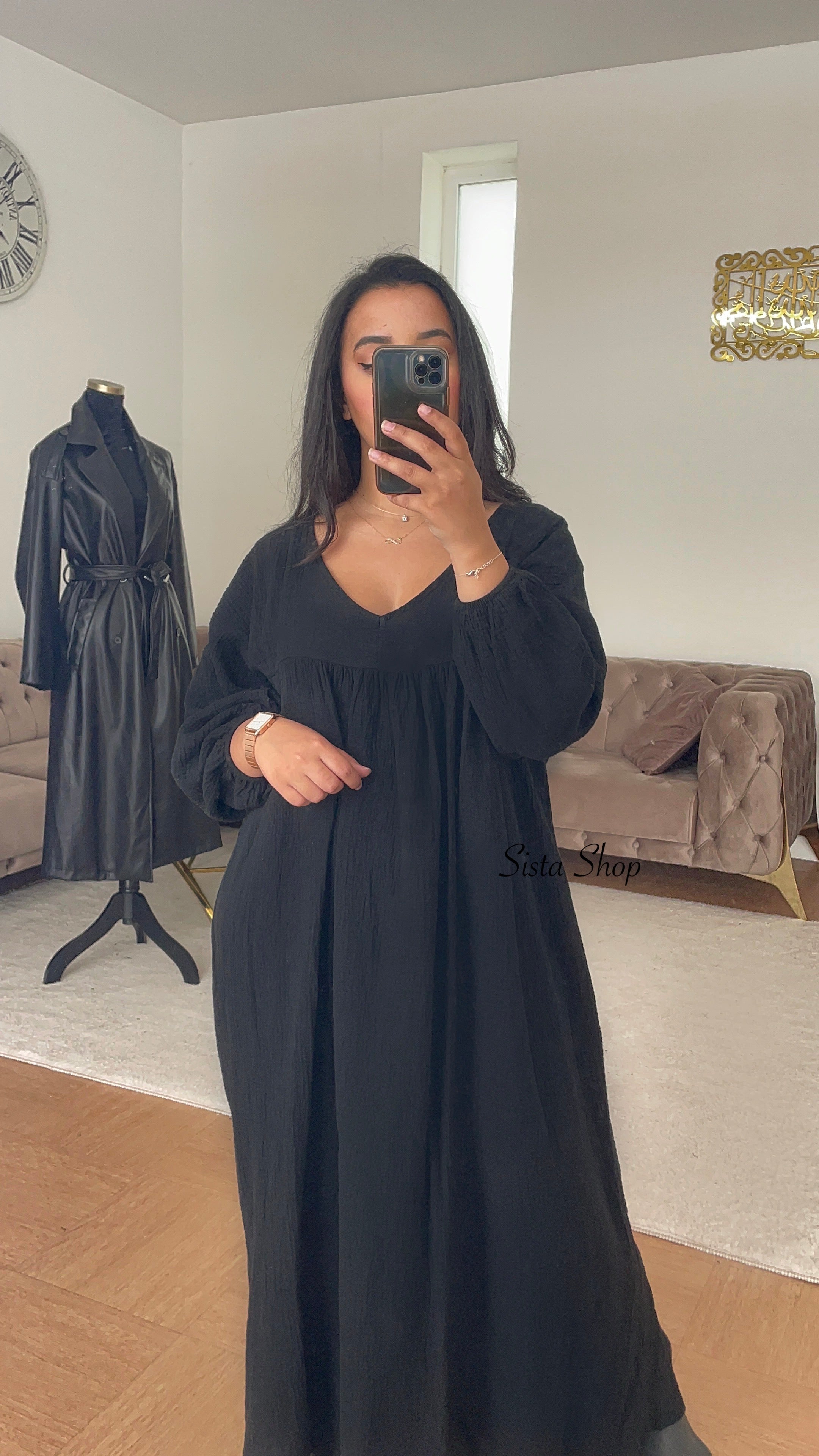 Robe Gaze de Coton Maïssa Noire