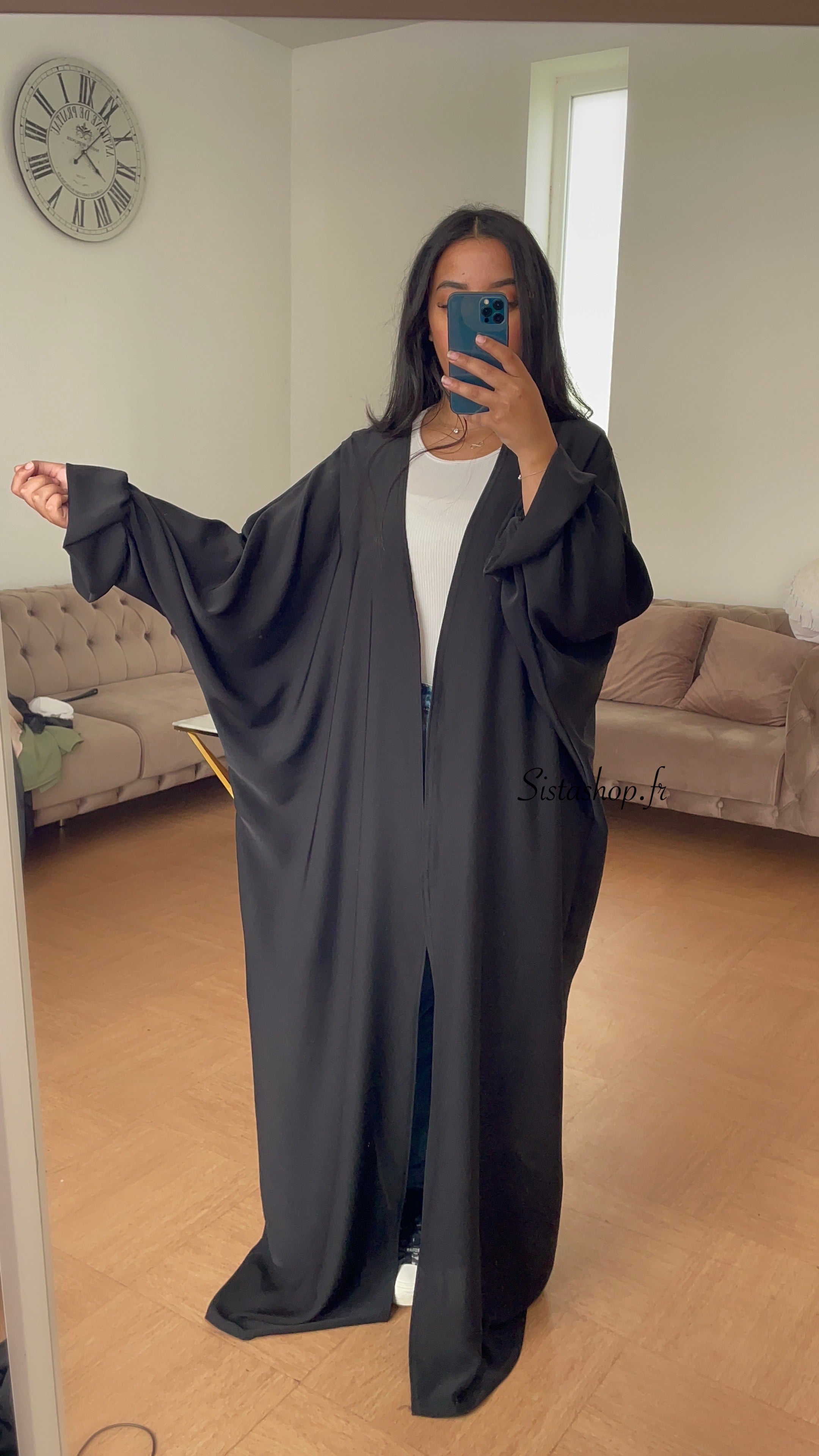 Kimono manche tulipe Hind Noir