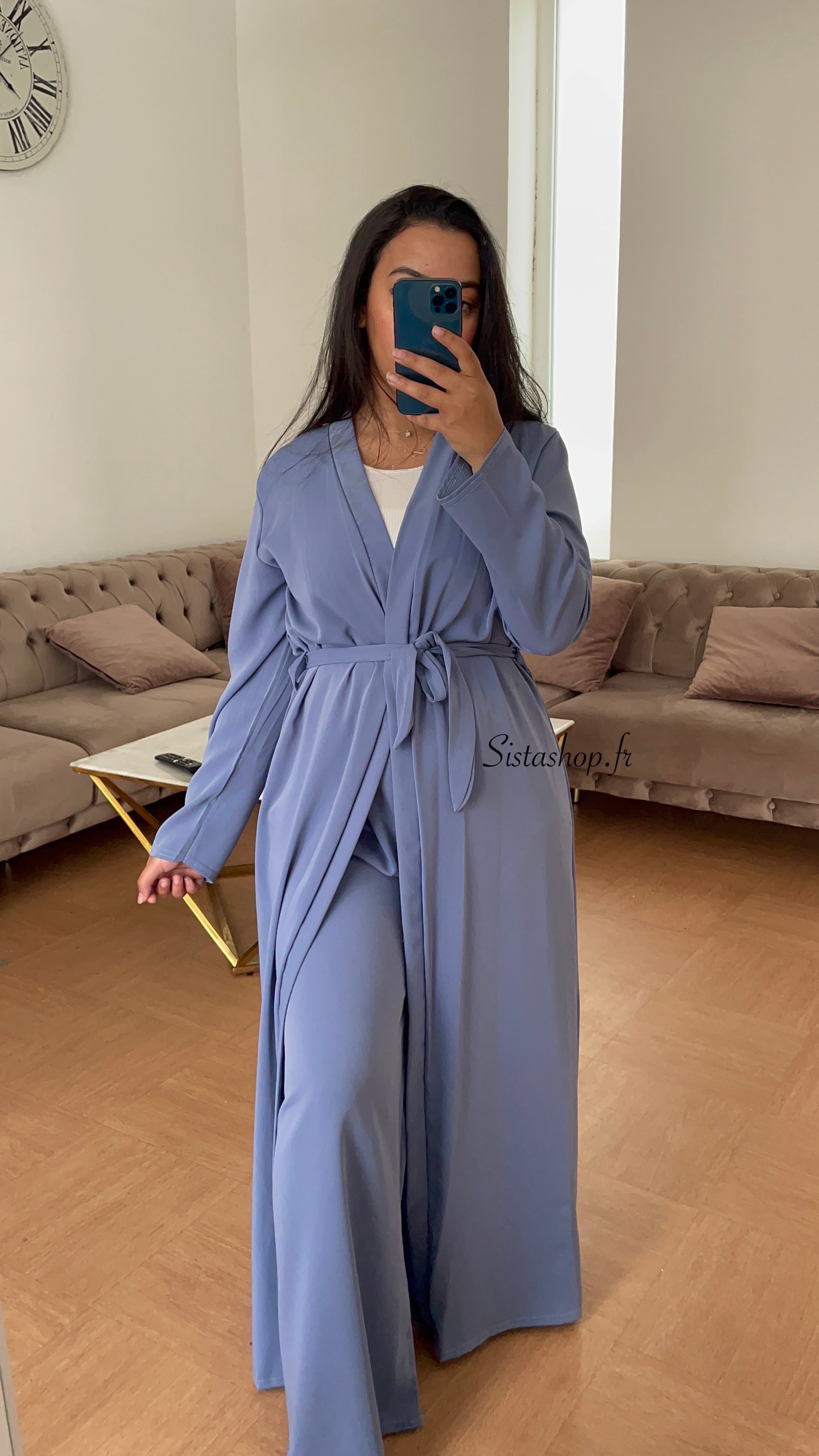 Ensemble Kimono-Pantalon Imane Bleu Gris