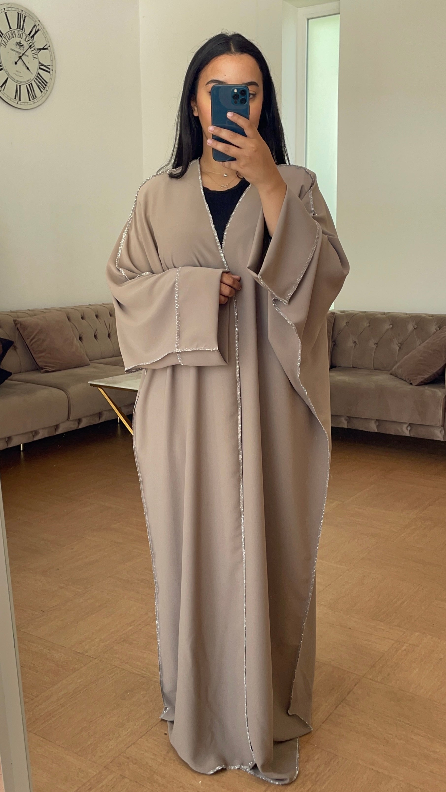 Kimono couture brillante Leyla Taupe