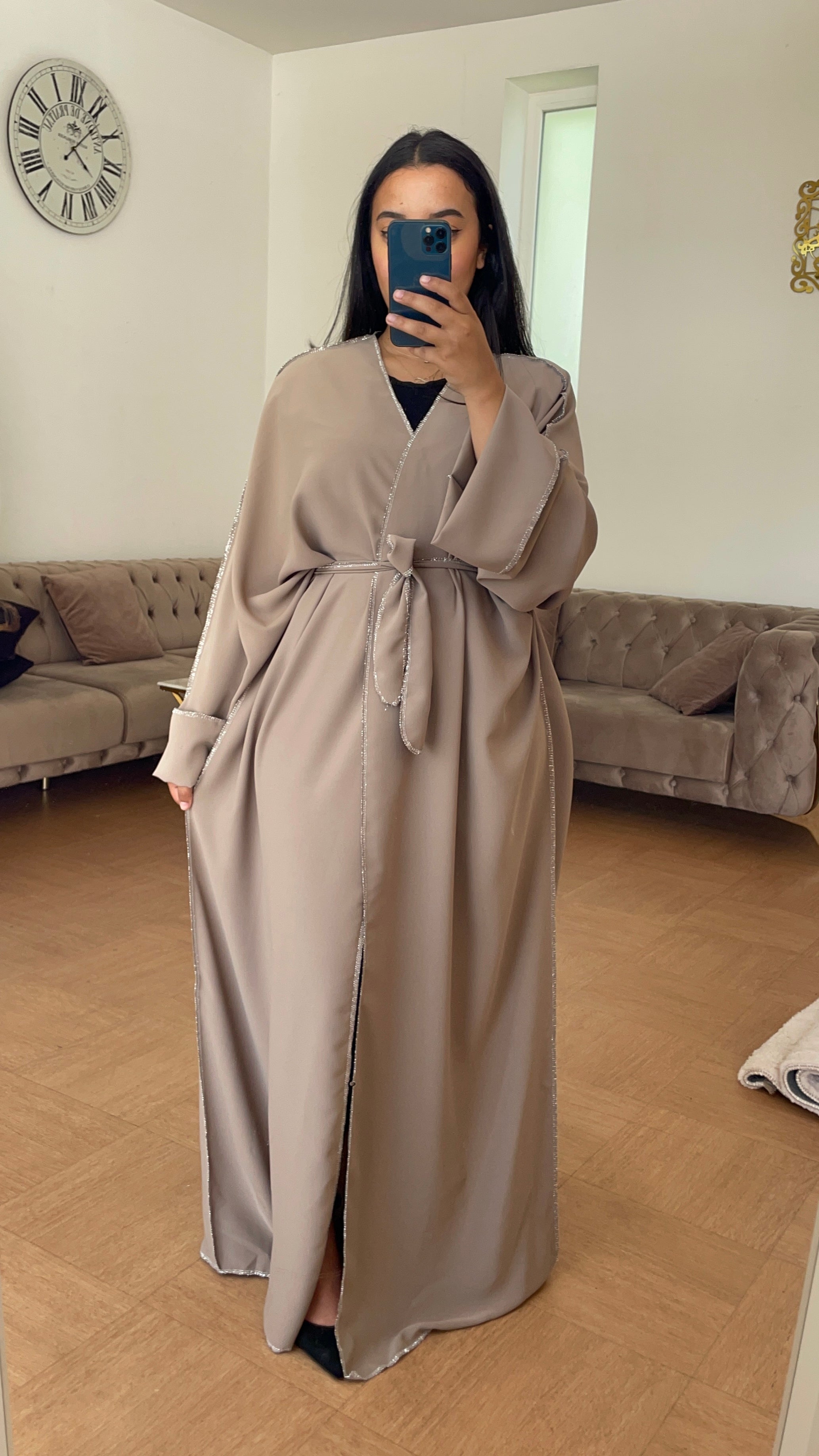 Kimono couture brillante Leyla Taupe