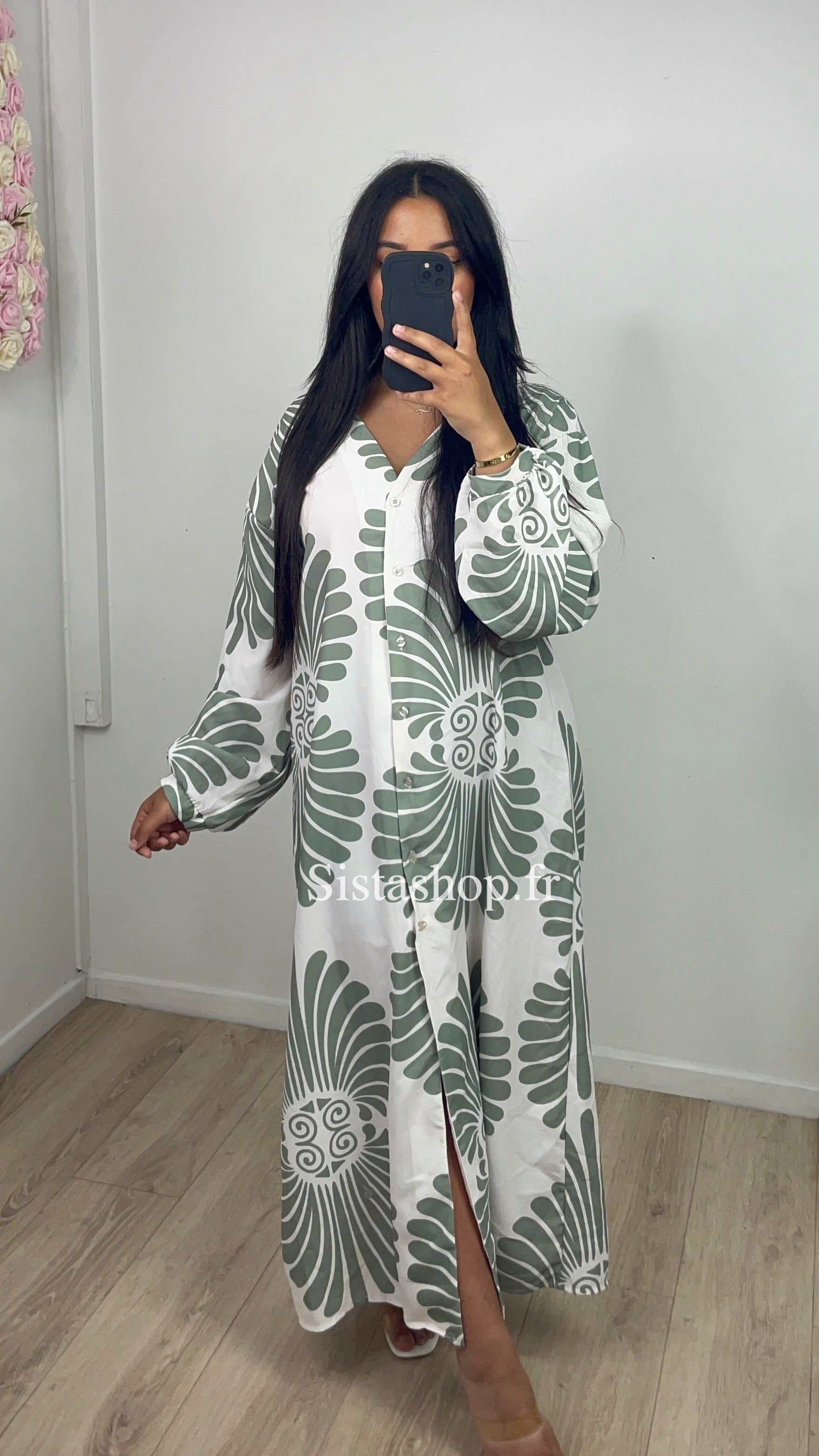 Robe fleurie Farah Kaki