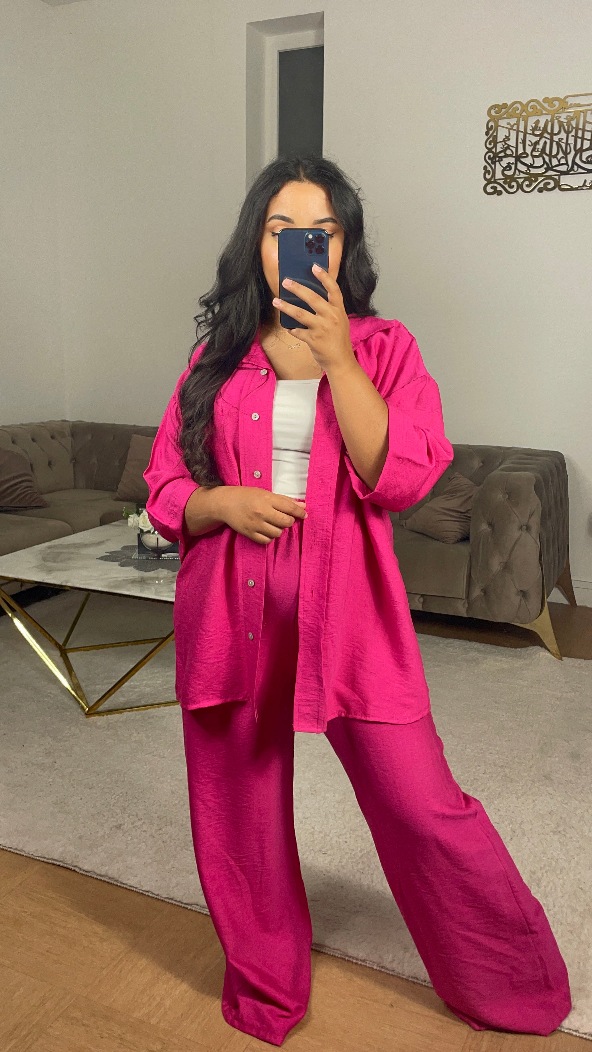 Ensemble chemise pantalon Ahlem Rose