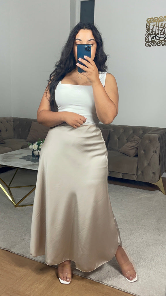 Jupe longue satin Crème – SistaShop - Main Image