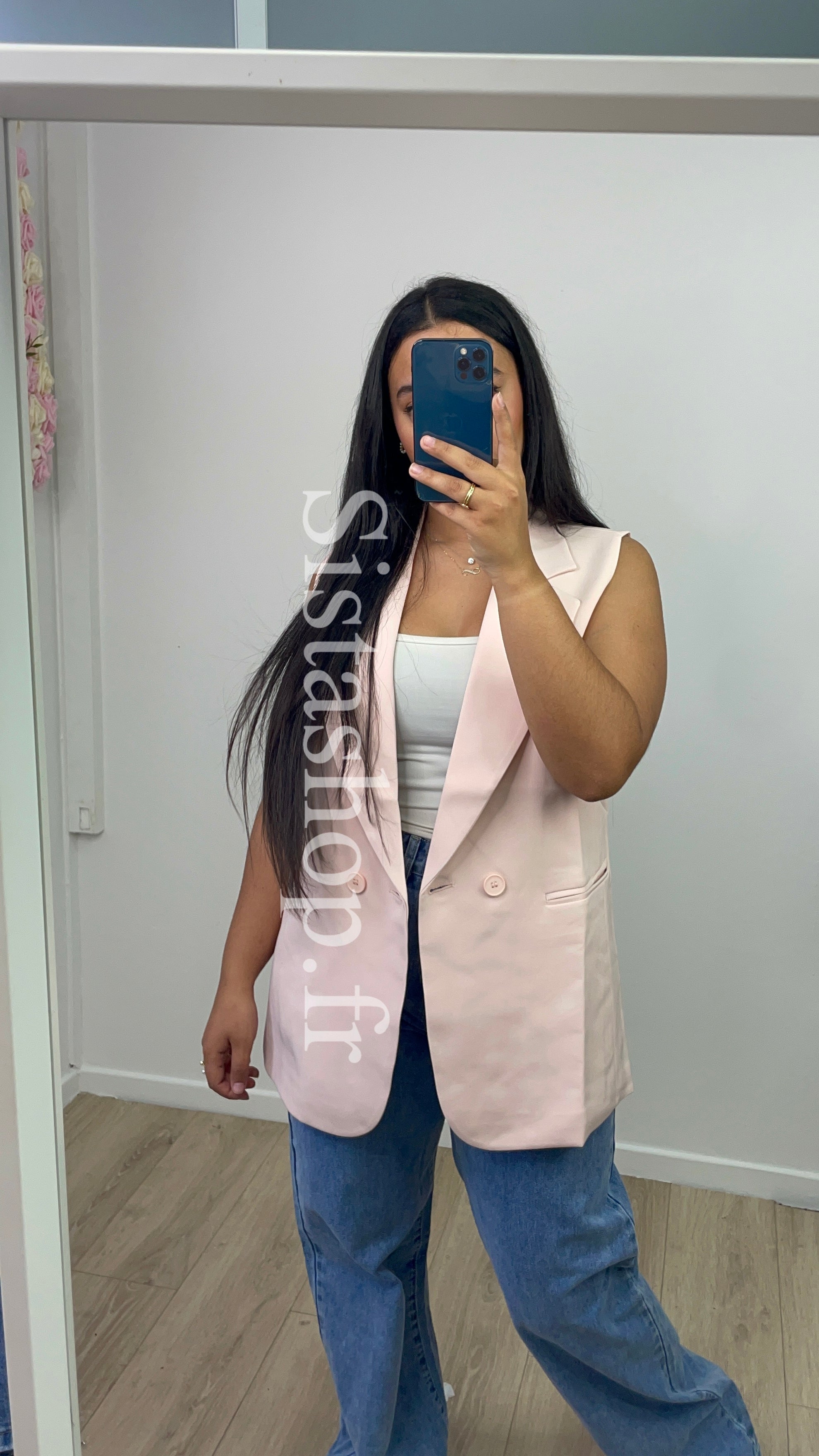 Blazer Sans Manches Rose Shirine
