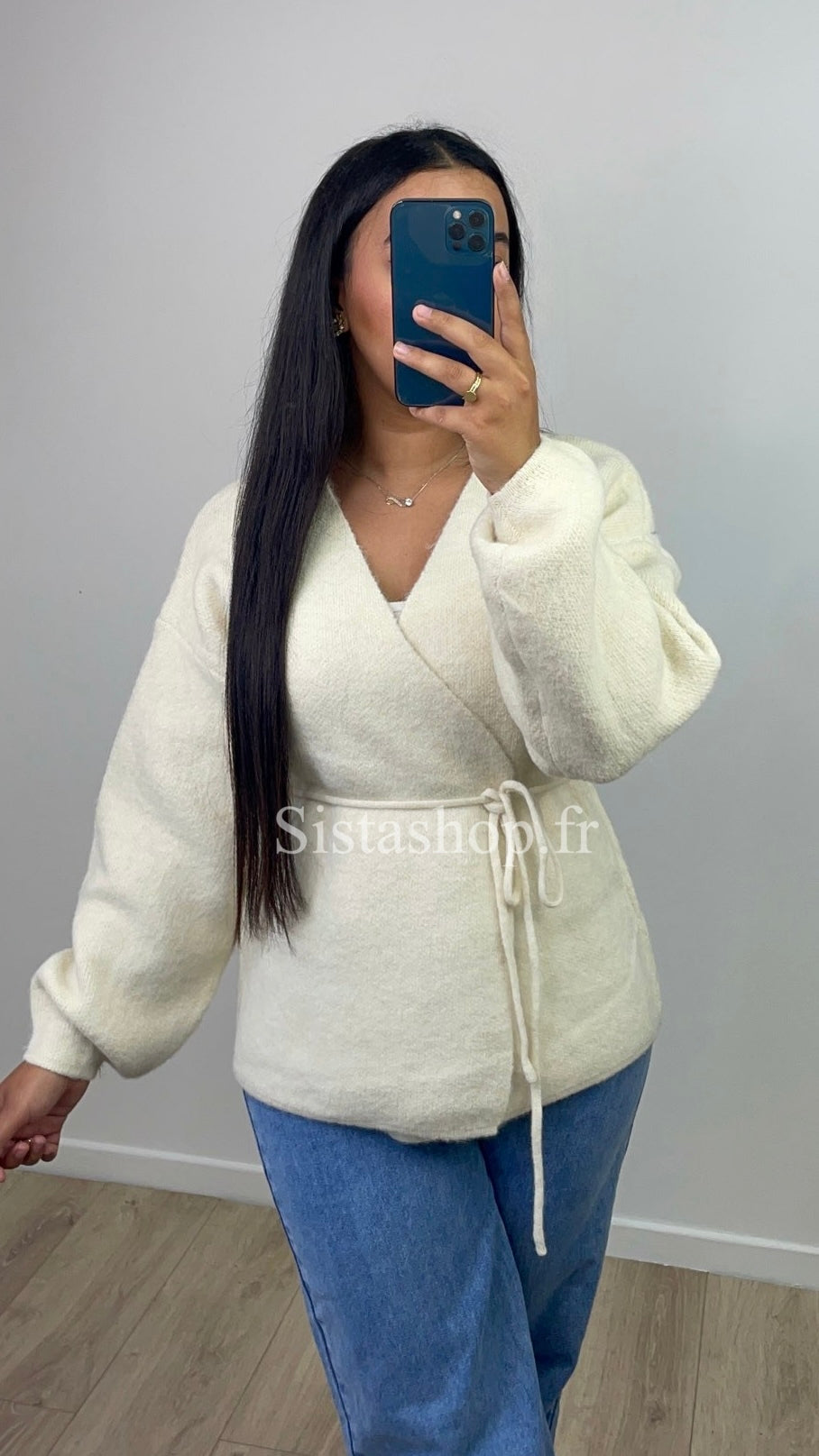 Gilet Pull Cache-Cœur Beige Layla
