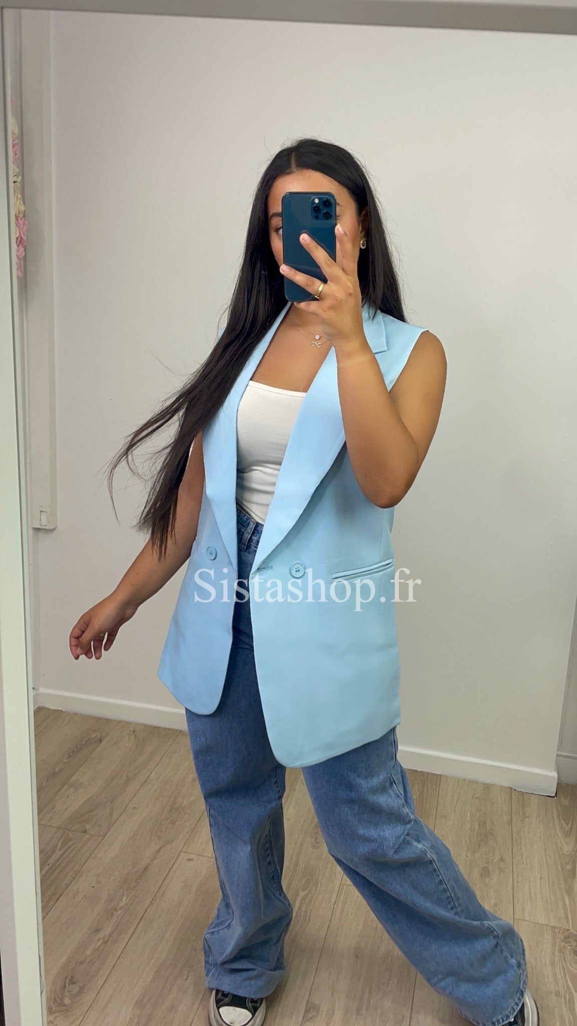 Blazer Sans Manches Bleu Shirine