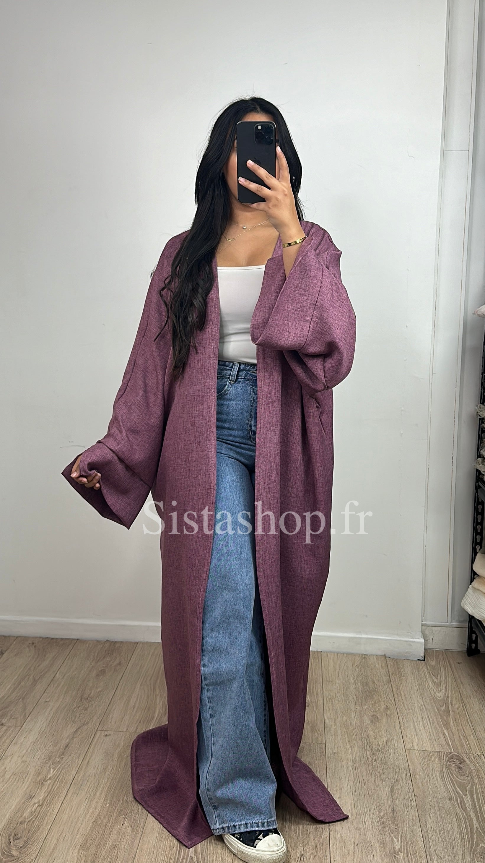 Kimono effet lin Leya Prune