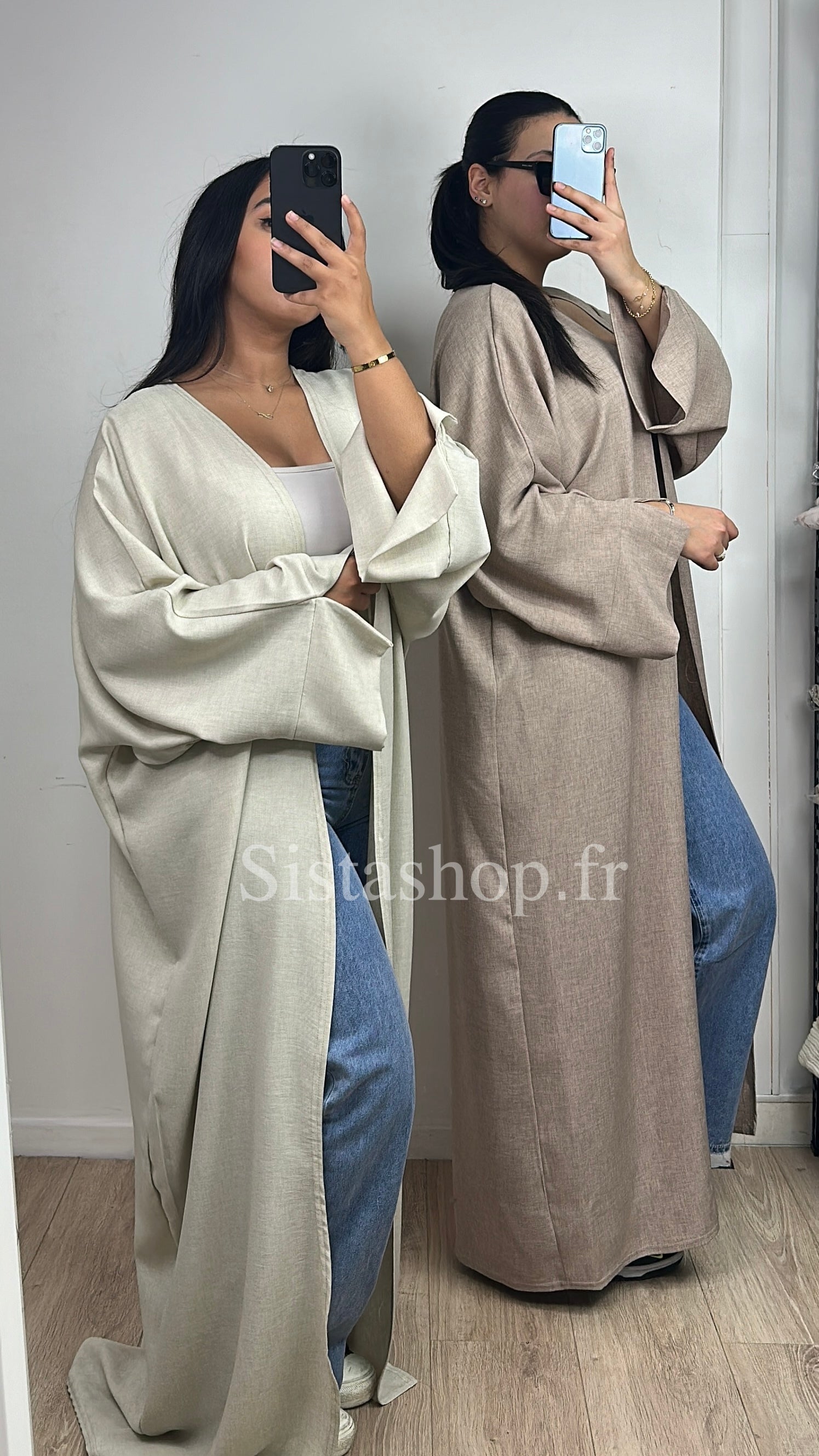 Kimono effet lin Leya Marron glacé