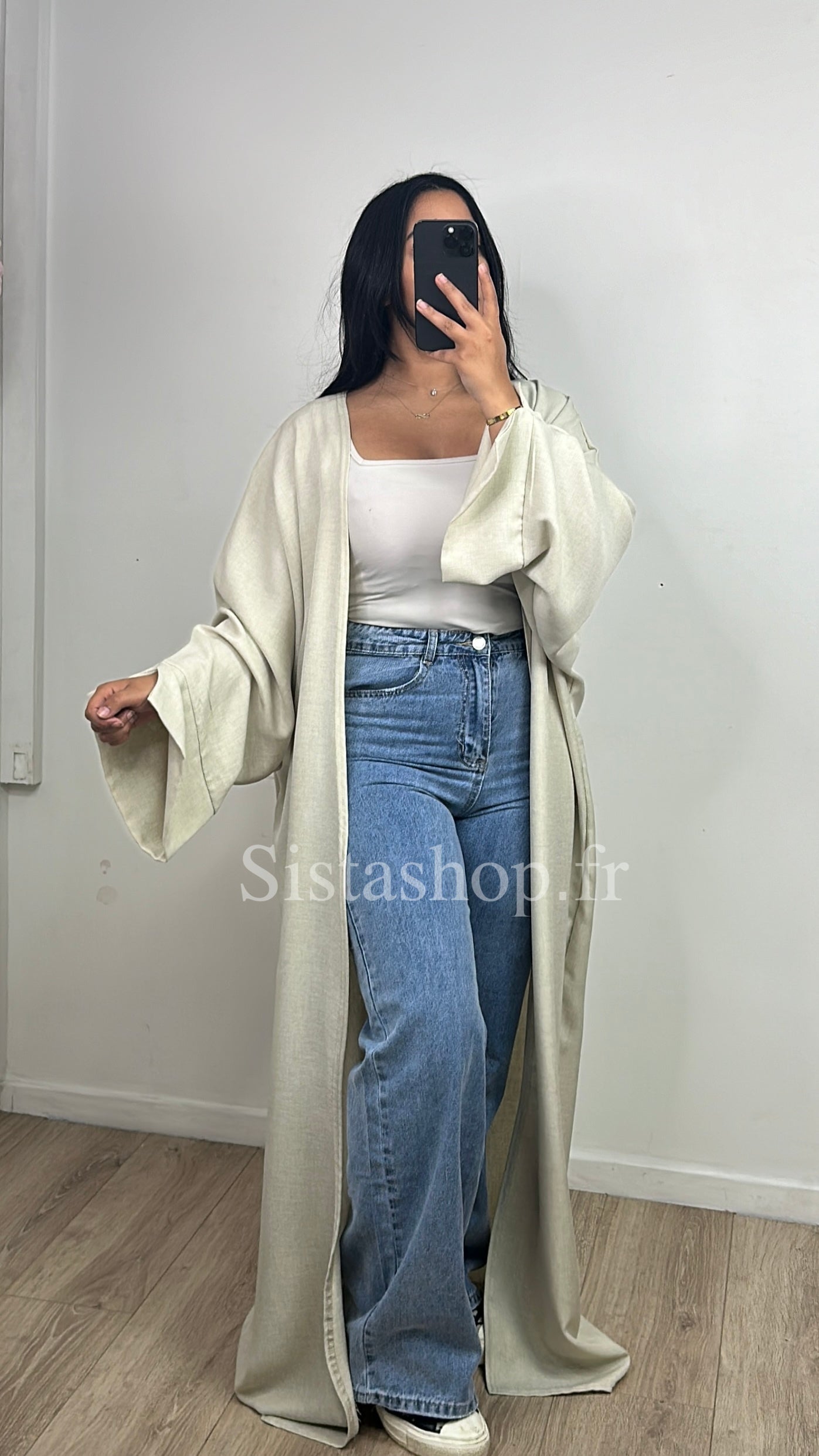 Kimono effet lin Leya Crème