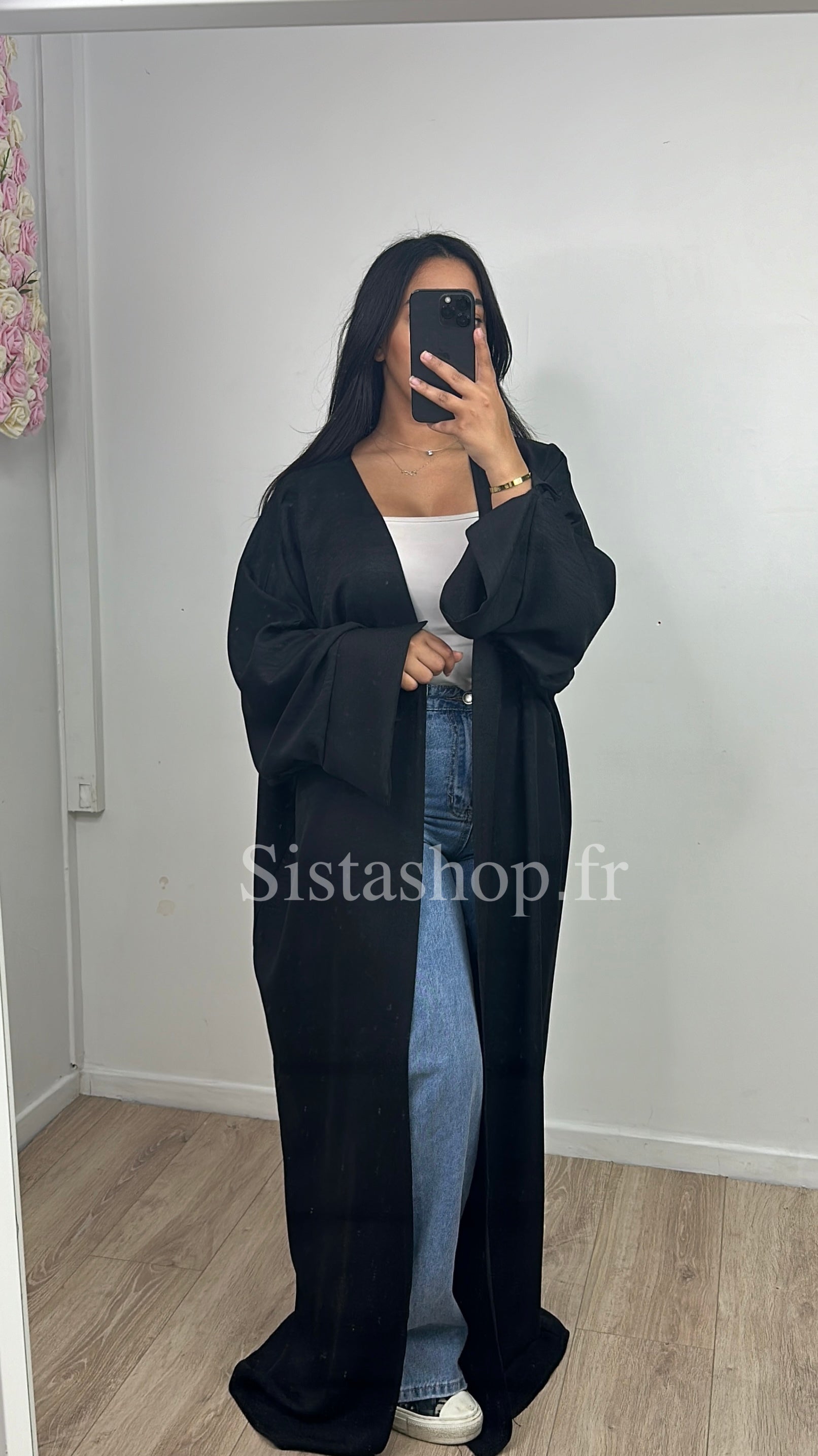 Kimono effet lin Leya Noir