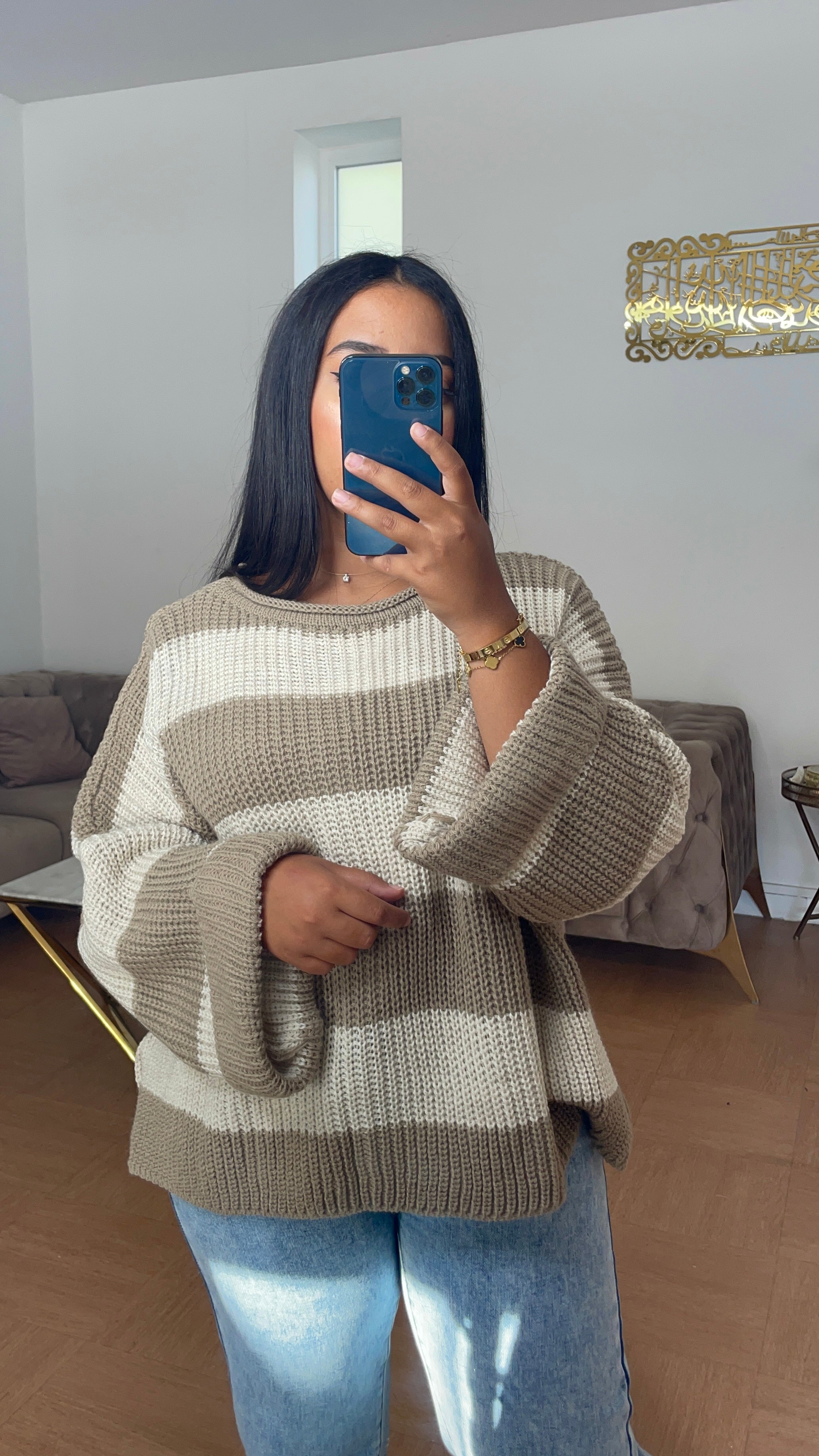 Pull Lamya Taupe & Crème