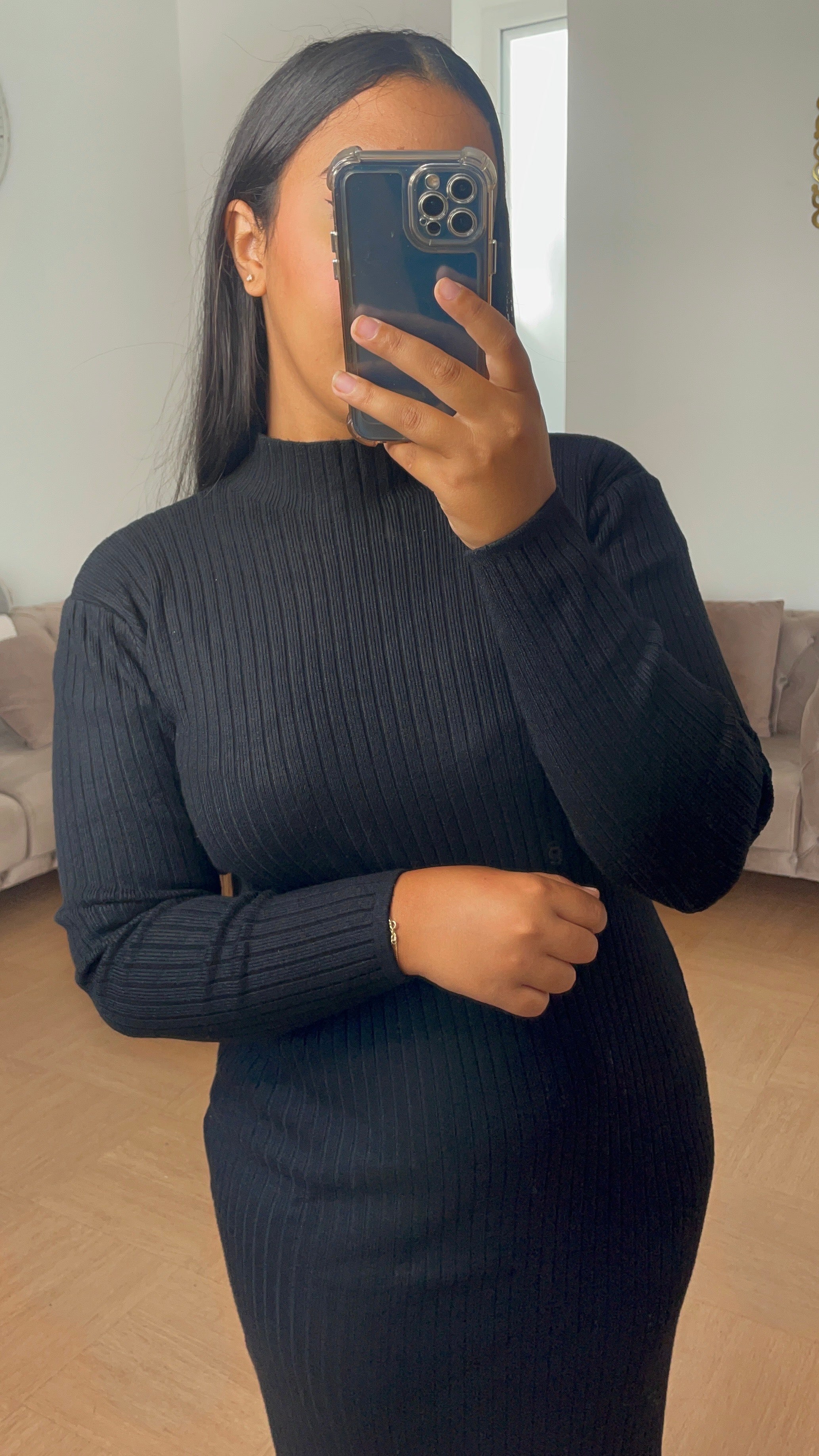 Robe pull longue Nelya Noire