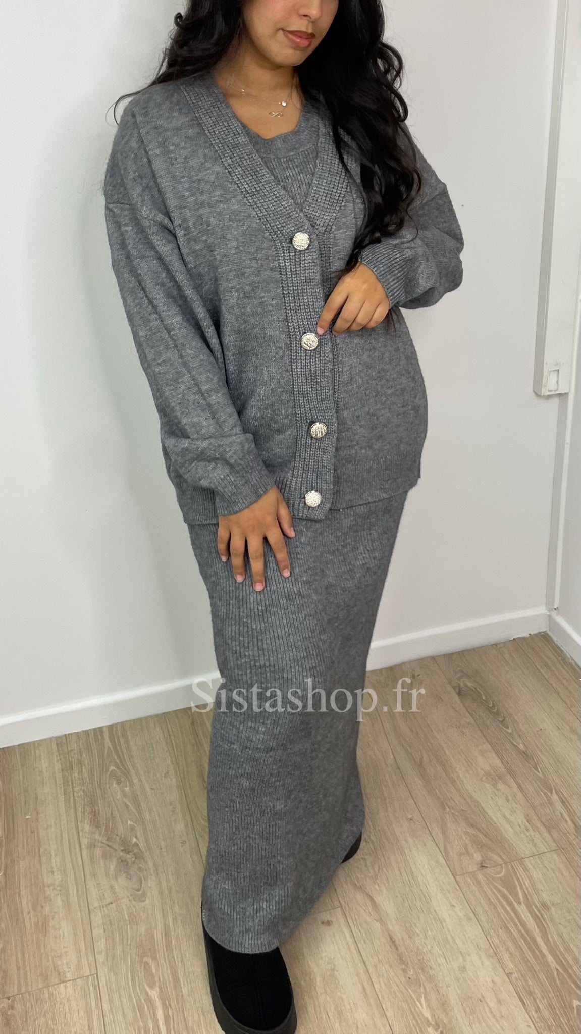 Ensemble en maille Gris Hayat