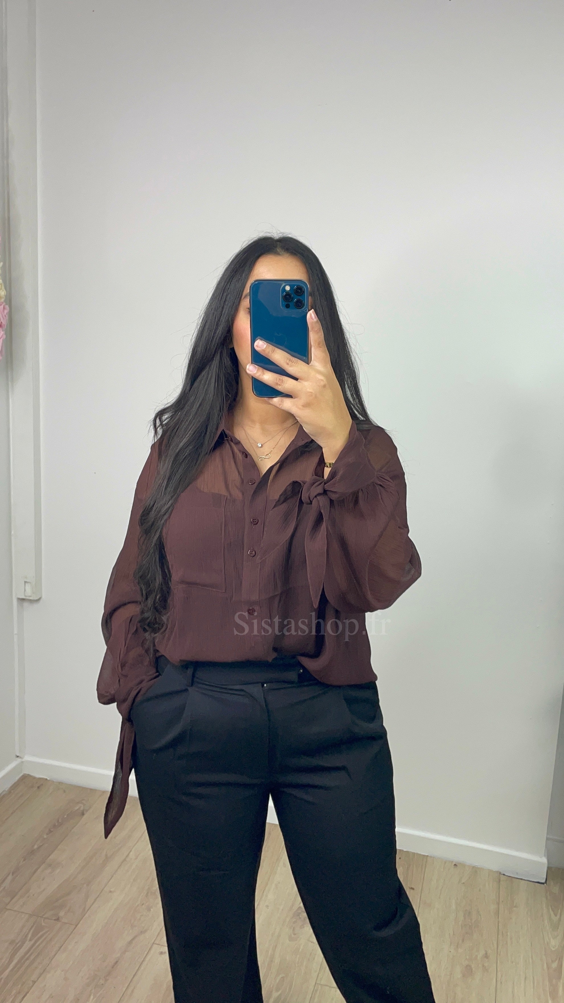 Chemise fluide marron Ilhem