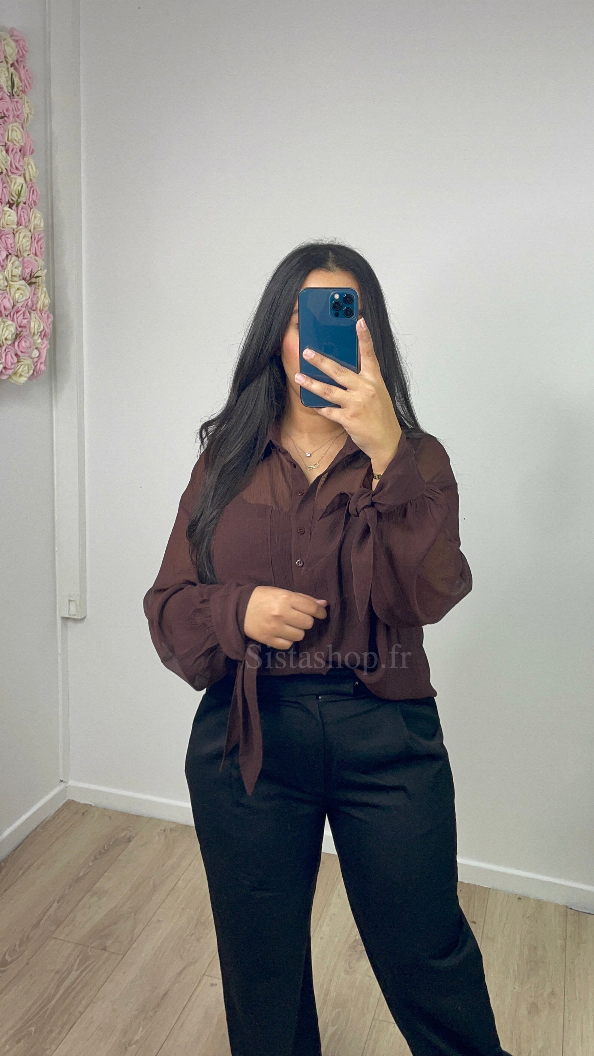 Chemise fluide marron Ilhem
