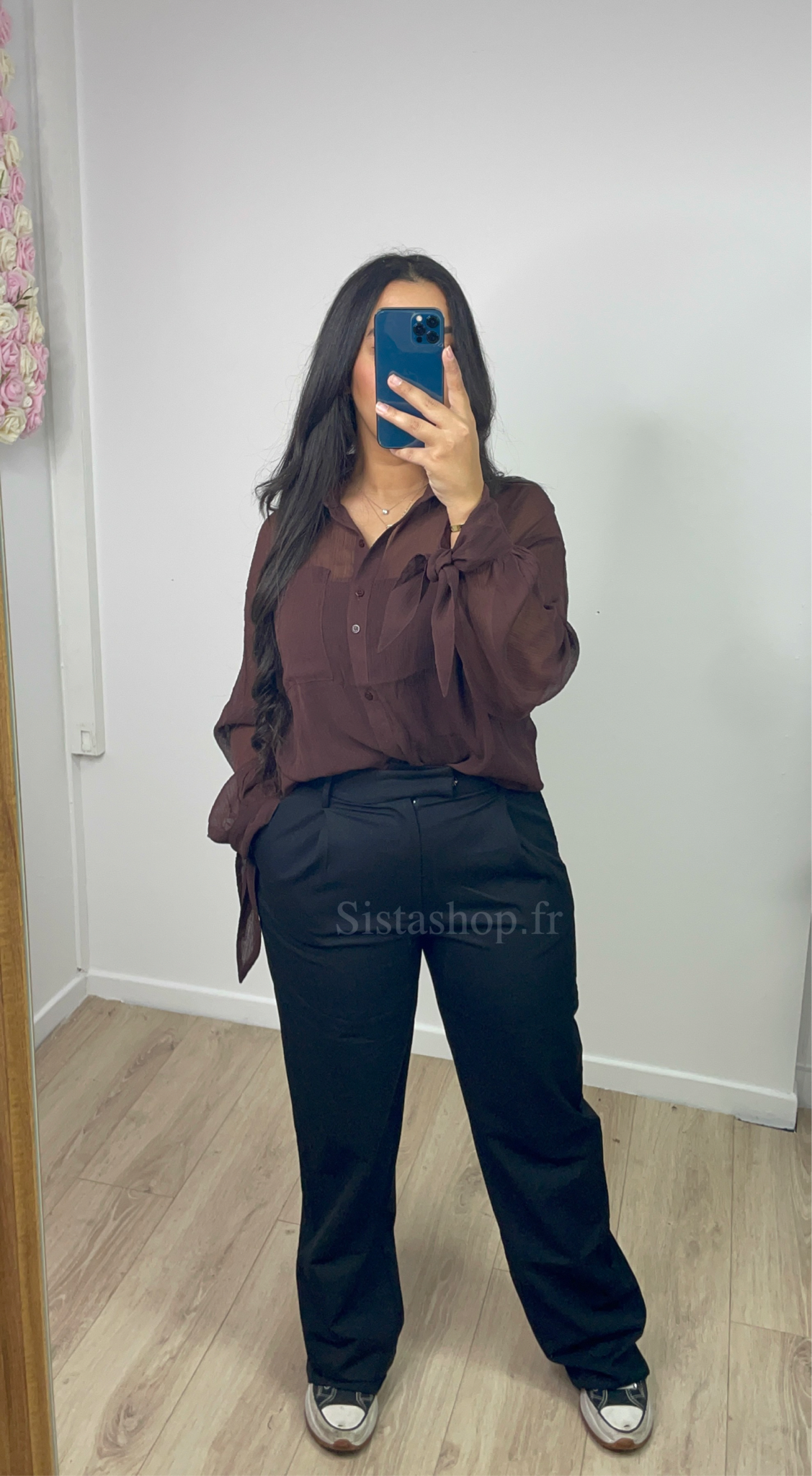 Pantalon droit fluide Noir