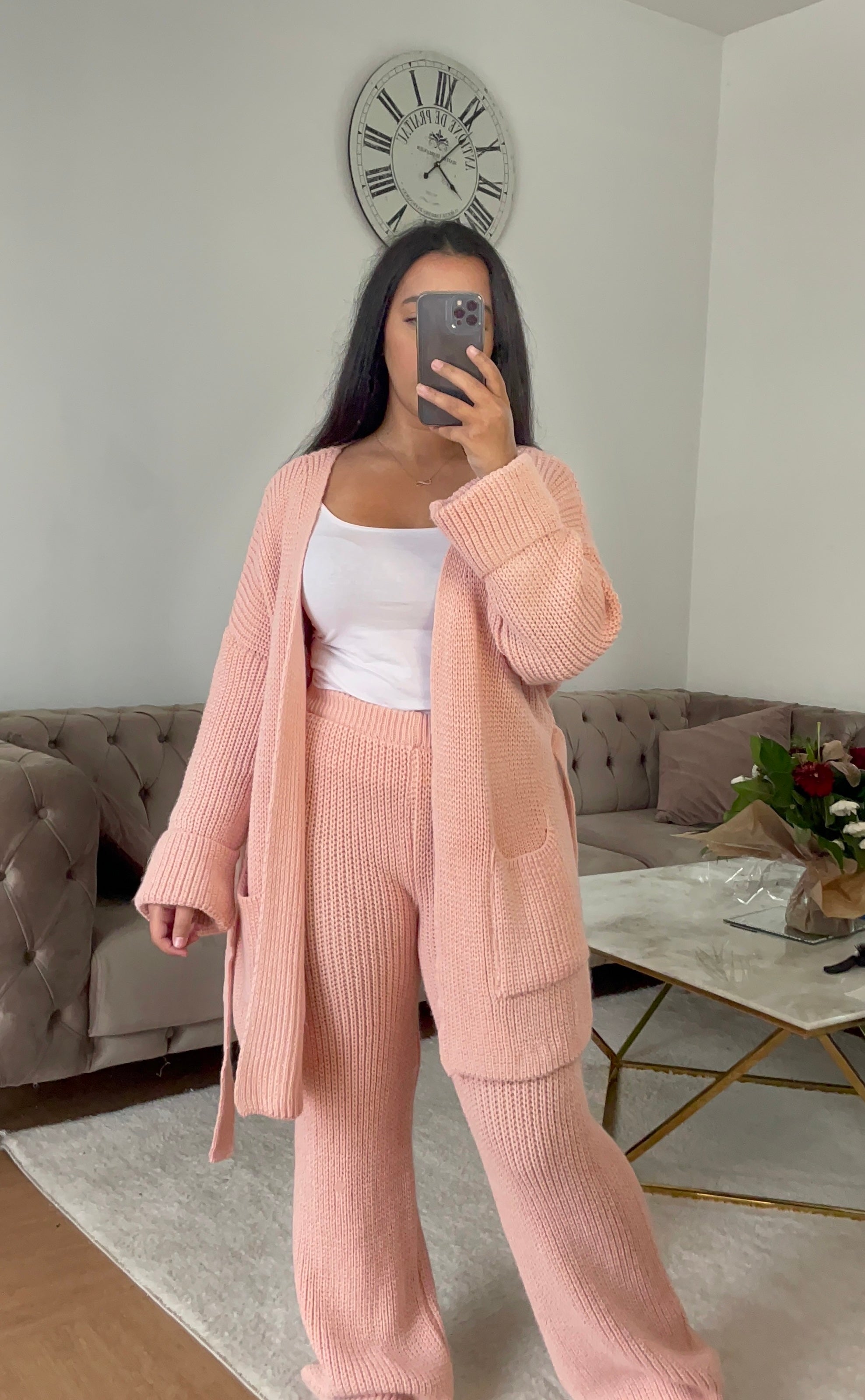 Ensemble Pull Lina à ceinture Rose