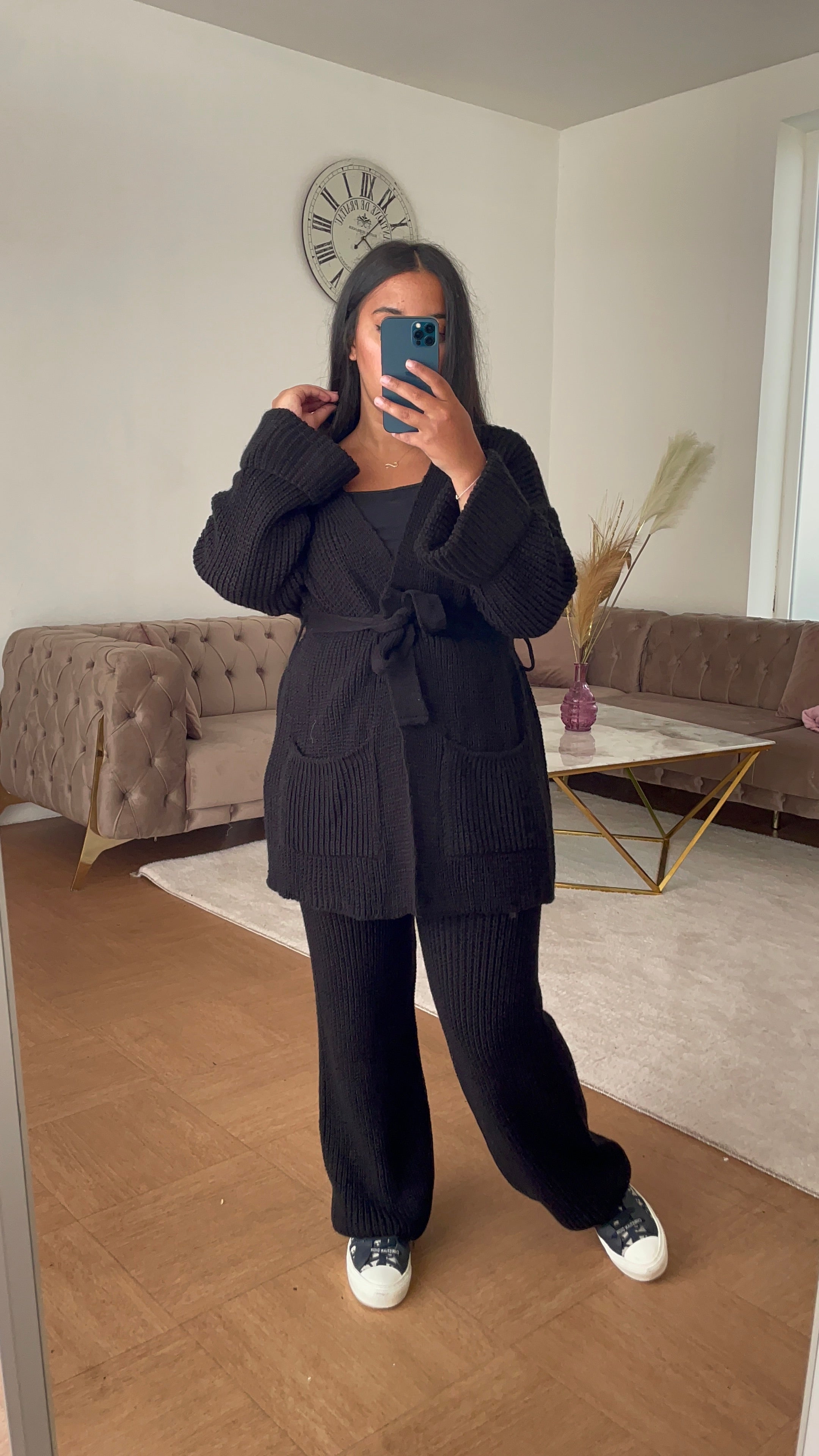 Ensemble Pull Lina à ceinture Noir