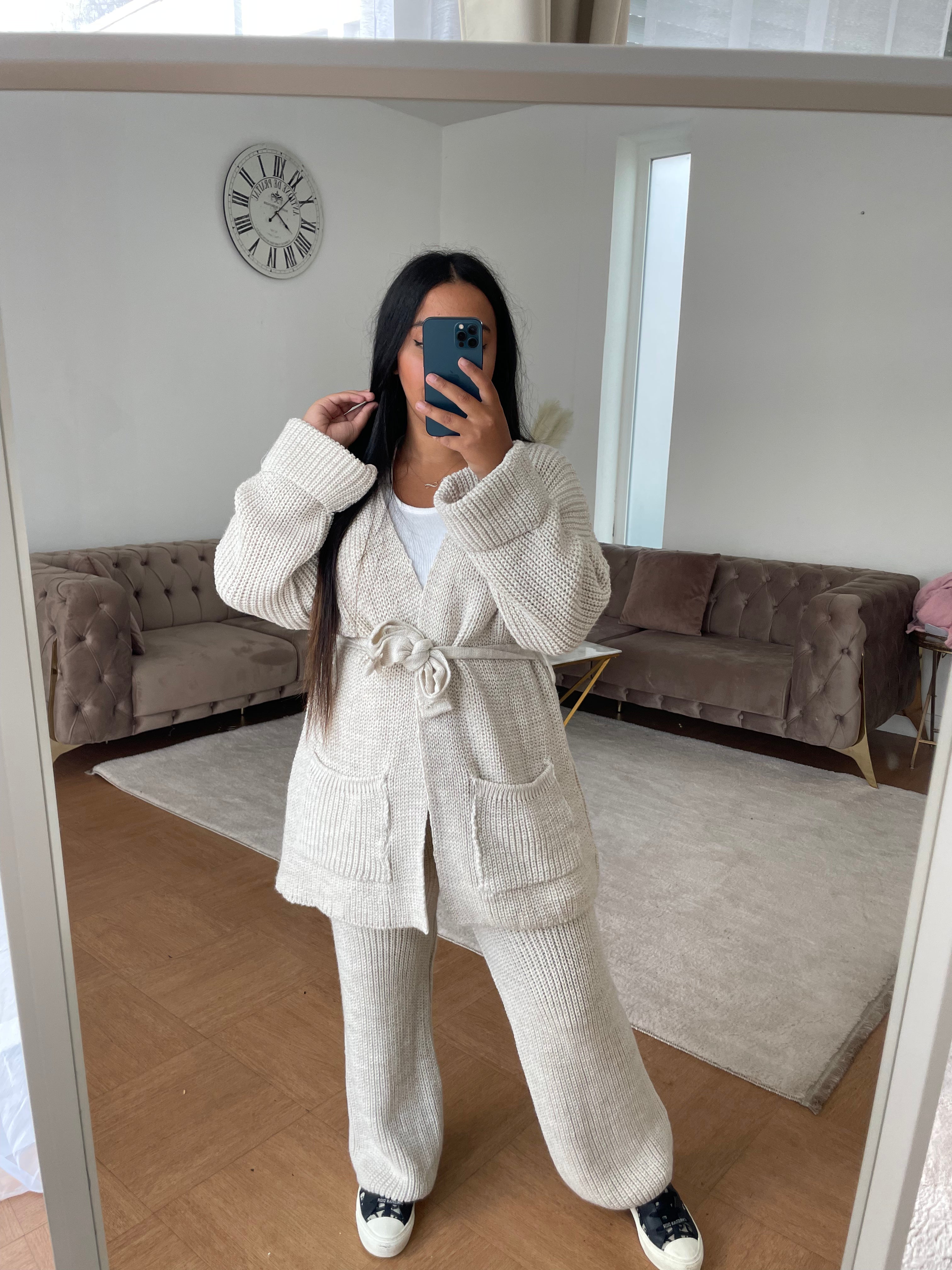 Ensemble Pull Lina à ceinture Crème
